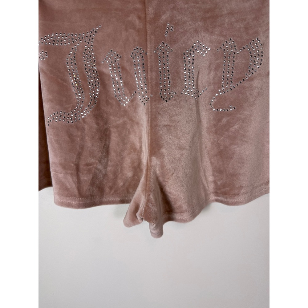 Juicy Couture Velour Sleep Shorts Pink Rhinestone Logo‎ Y2K Lounge XL 0098 - Picture 3 of 8
